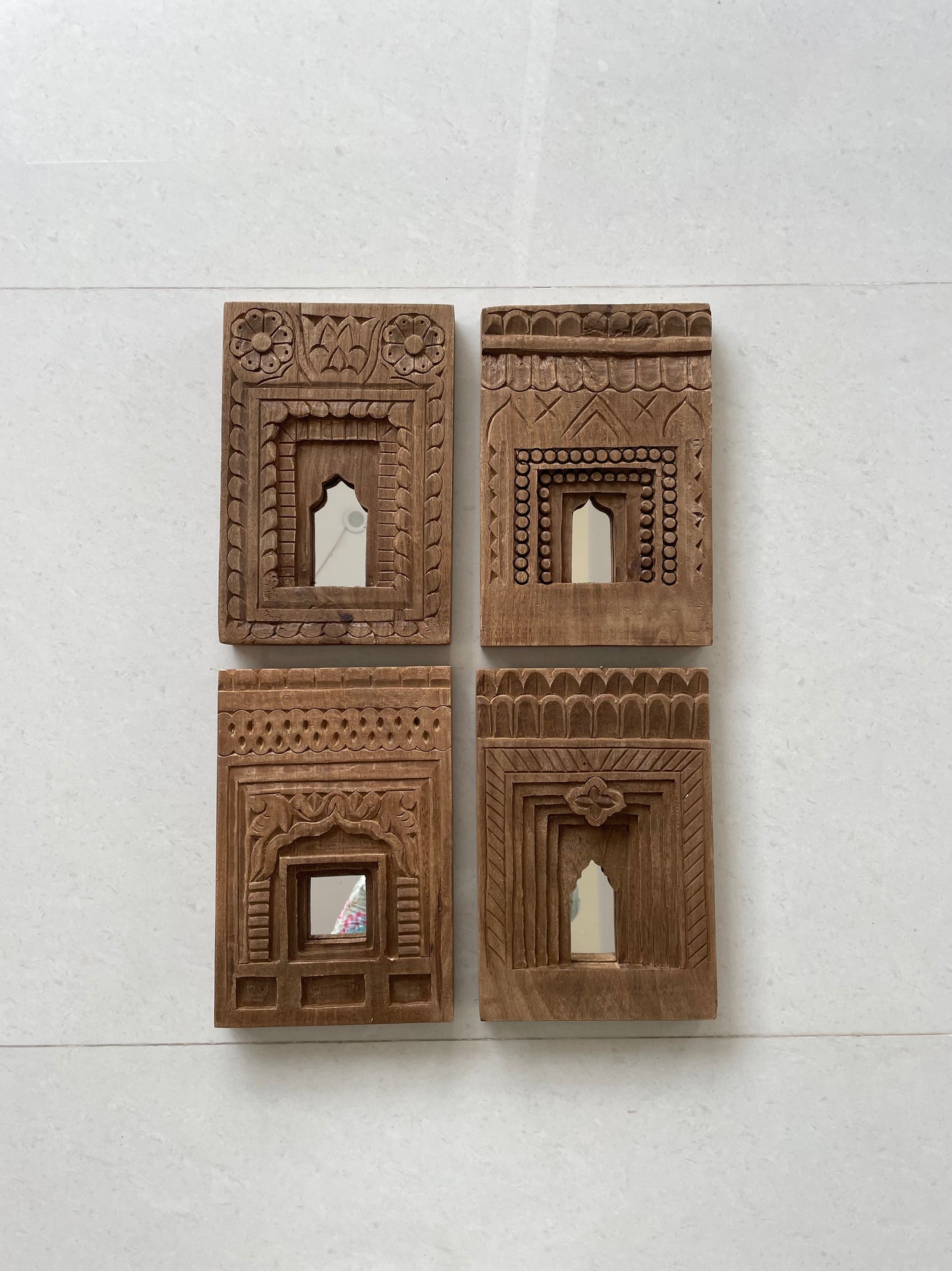 carved wooden mirror frame (set of 4)