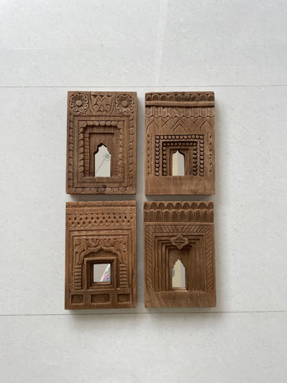 Carved Wooden Mirror Frame (Set of 4)