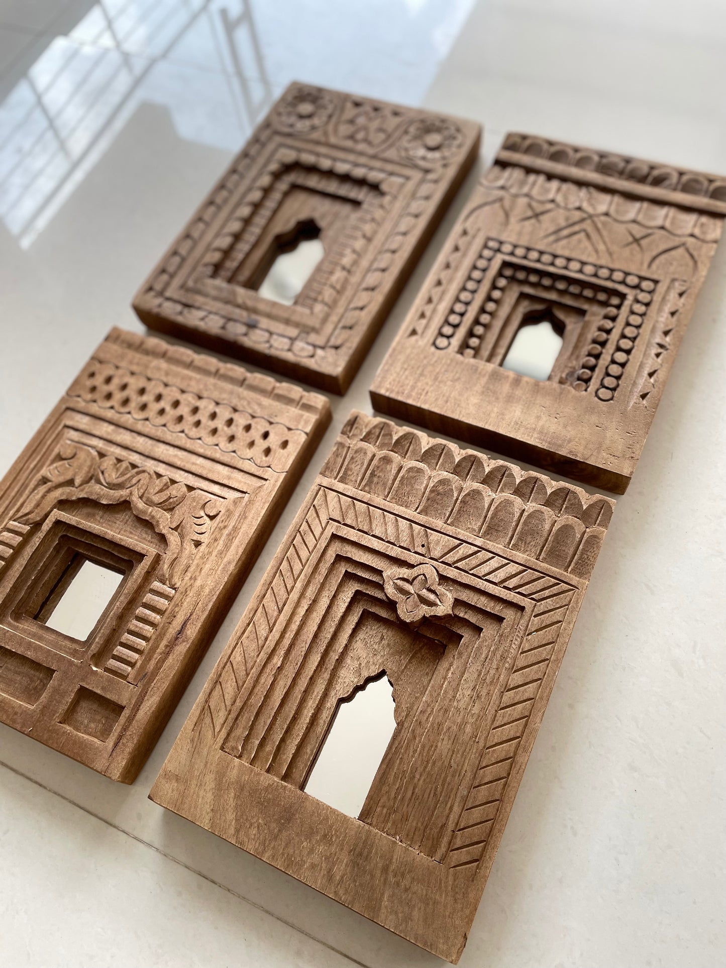 carved wooden mirror frame (set of 4)