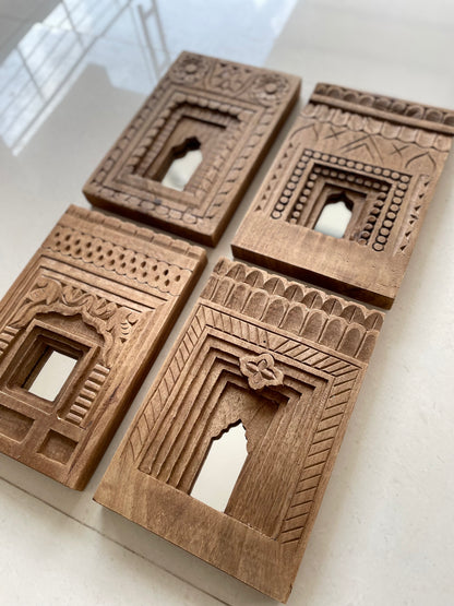 Carved Wooden Mirror Frame (Set of 4)
