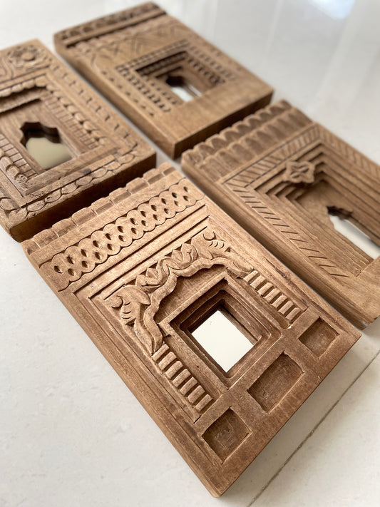 Carved Wooden Mirror Frame (Set of 4)
