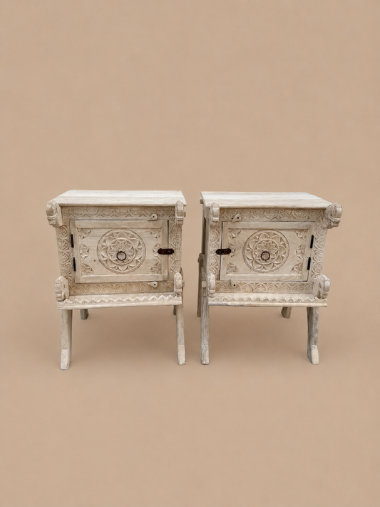 Royal Horse Motif Bedside Table Set of 2