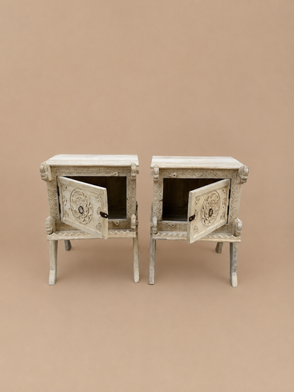 Royal Horse Motif Bedside Table Set of 2