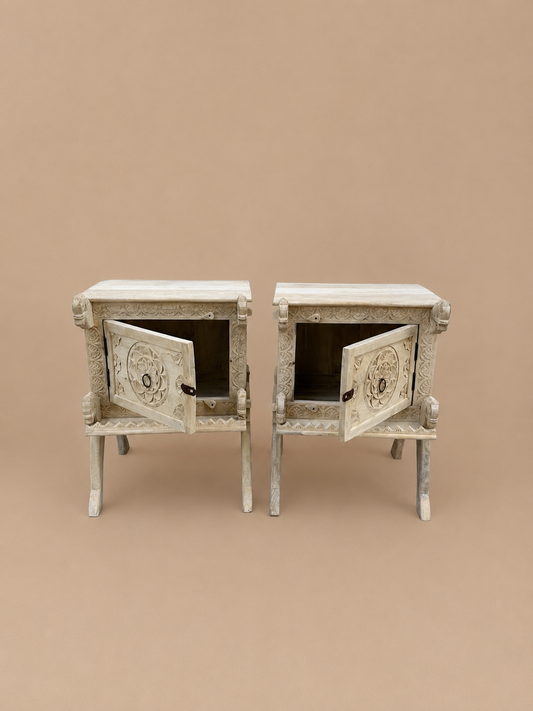 Royal Horse Motif Bedside Table Set of 2