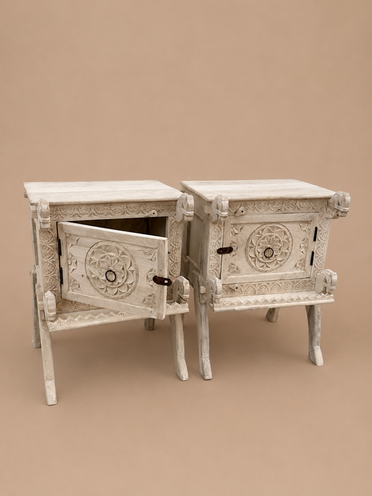 Royal Horse Motif Bedside Table Set of 2