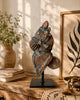 Vintage Distressed Wooden Horse Head Sculpture on Iron Stand