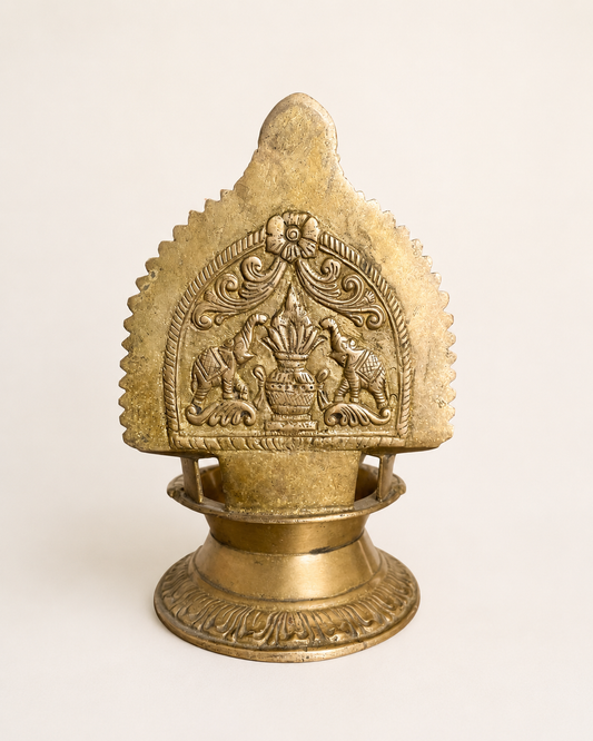 Vintage Brass Gajalakshmi Deepam & Decorative Accent Bowl