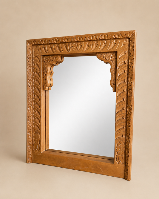 Handcrafted Carved Wooden Wall Mirror Frame