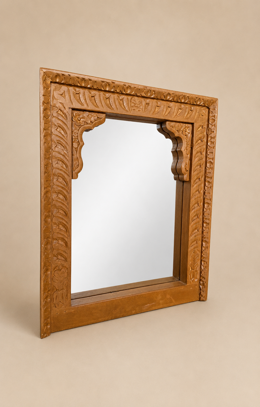 Handcrafted Carved Wooden Wall Mirror Frame