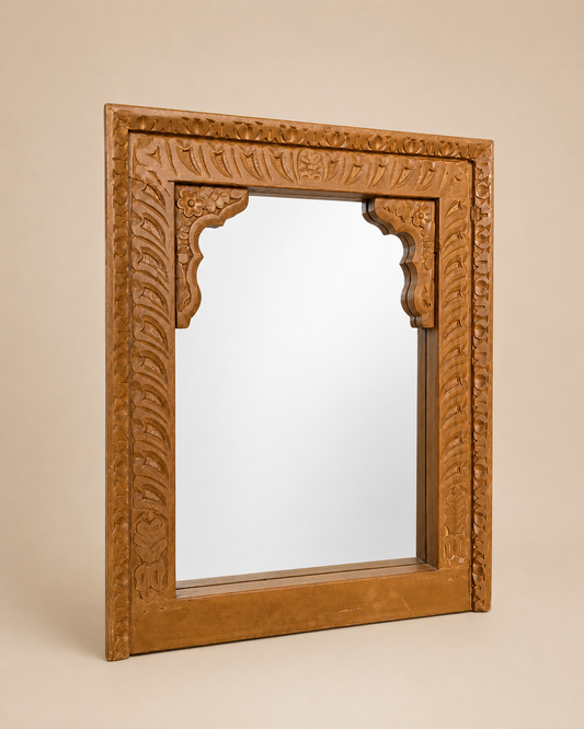 Handcrafted Carved Wooden Wall Mirror Frame