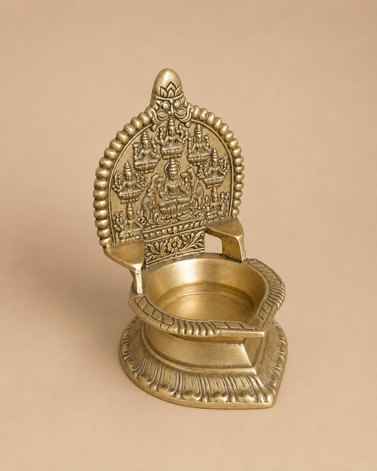 Handcrafted Ashta Lakshmi Brass Diya | Traditional Oil Lamp for Home Temple & Pooja