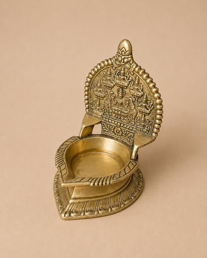 Handcrafted Ashta Lakshmi Brass Diya | Traditional Oil Lamp for Home Temple & Pooja