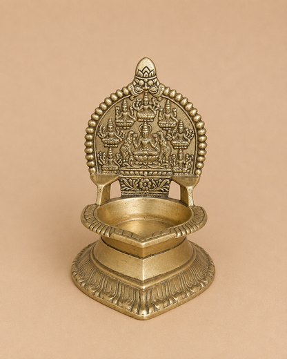 Handcrafted Ashta Lakshmi Brass Diya | Traditional Oil Lamp for Home Temple & Pooja