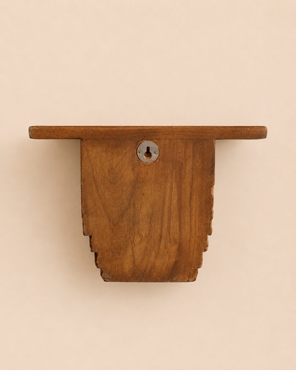 Handcrafted Teak Wood Carved Wall Shelf