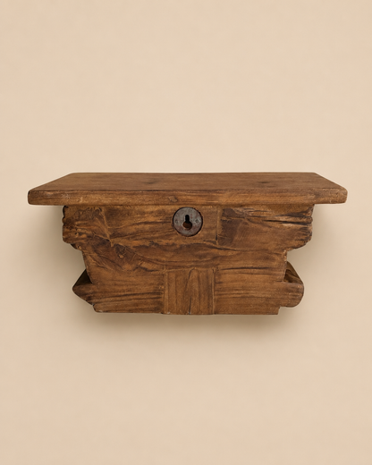 Antique Teak Wood Hand Carved Wall Shelf | Vintage Temple Style Display Shelf