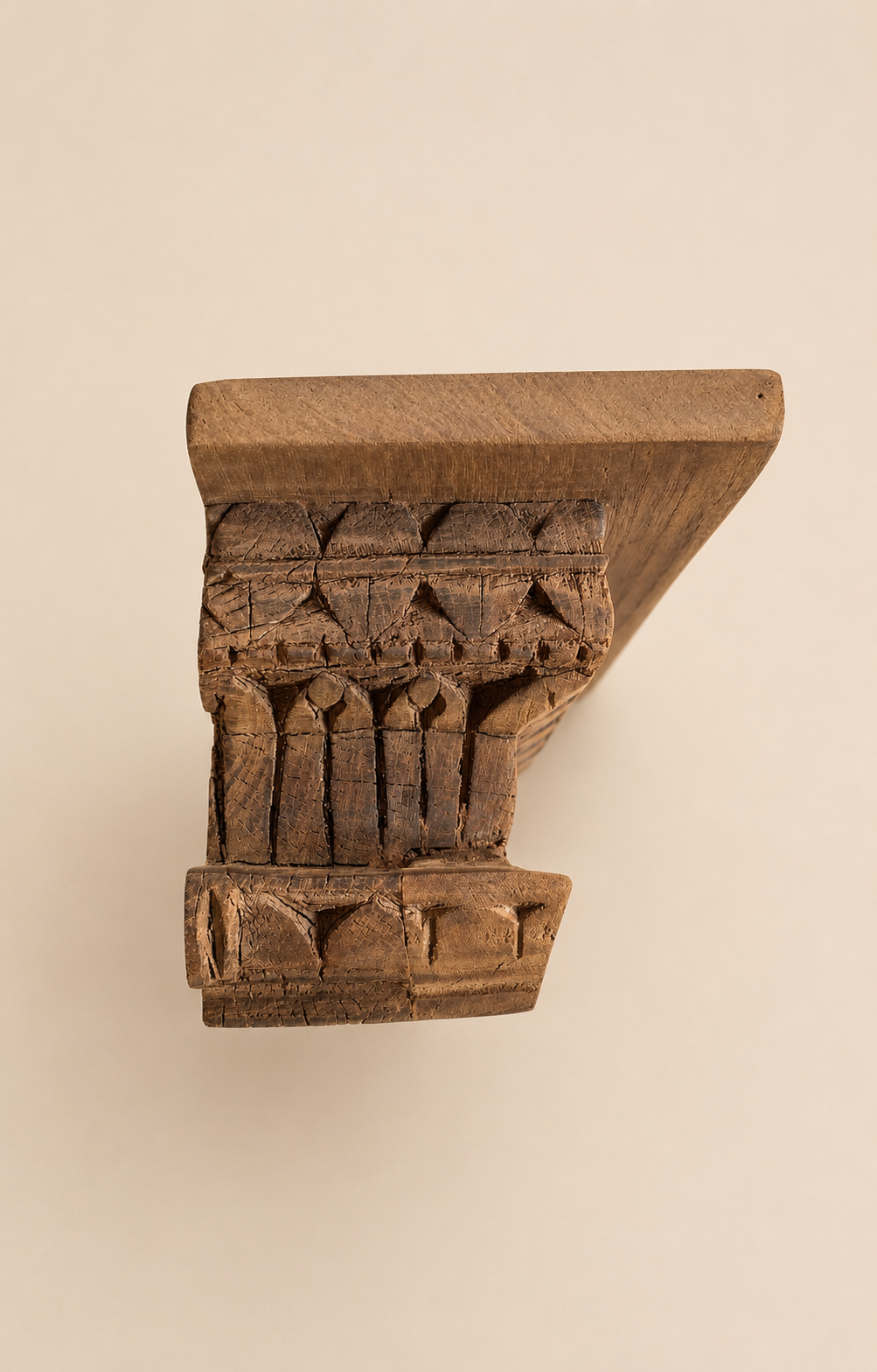 antique teak wood hand carved wall shelf | vintage temple style display shelf