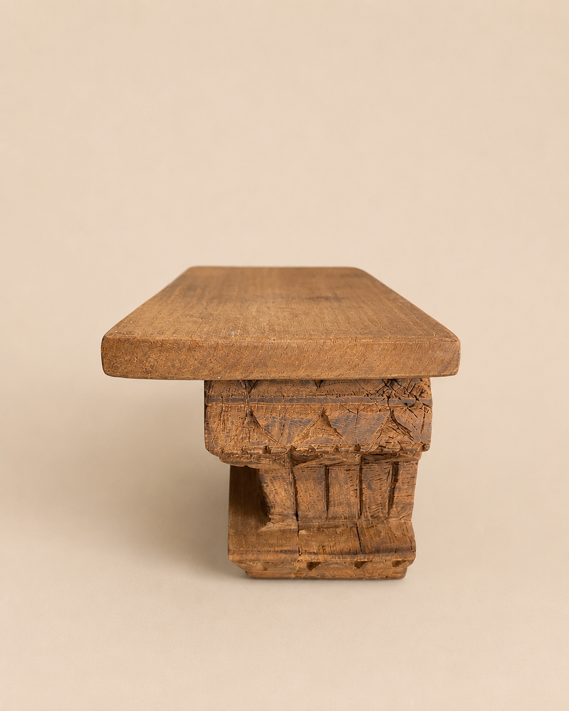 antique teak wood hand carved wall shelf | vintage temple style display shelf