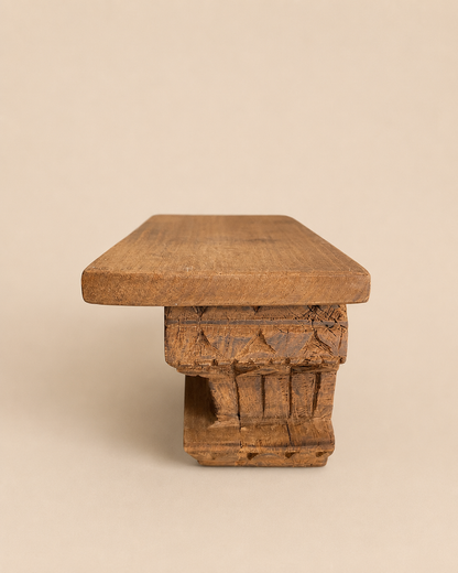 Antique Teak Wood Hand Carved Wall Shelf | Vintage Temple Style Display Shelf