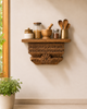 Vintage Floral Carved Teak Wood Wall Shelf