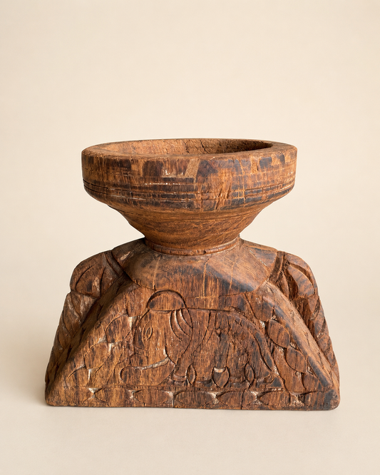 Vintage Teak Wood Decorative Candle Holder