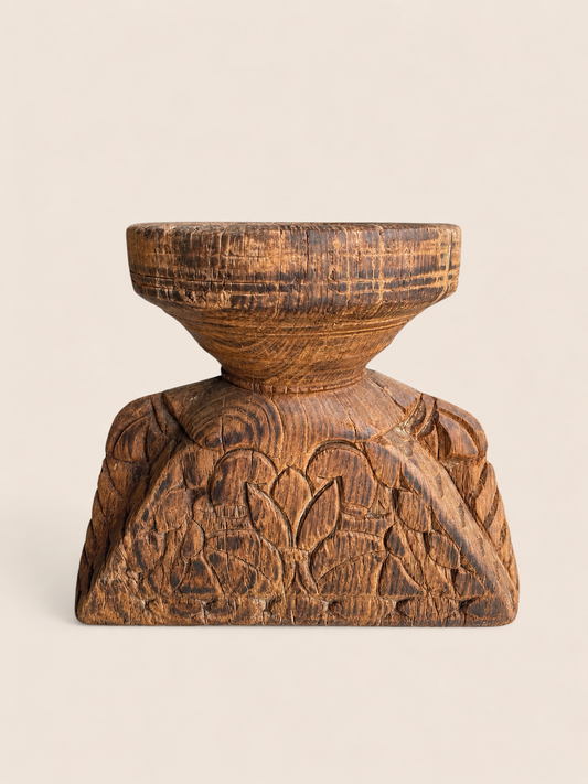 Vintage Teak Wood Decorative Candle Holder