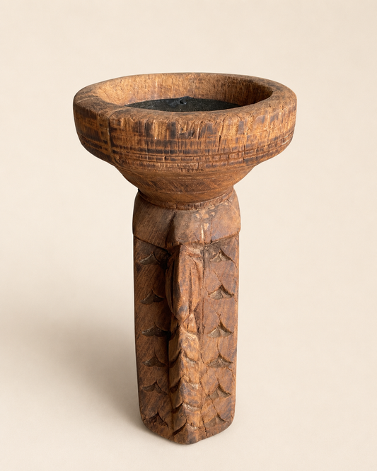 Vintage Teak Wood Decorative Candle Holder