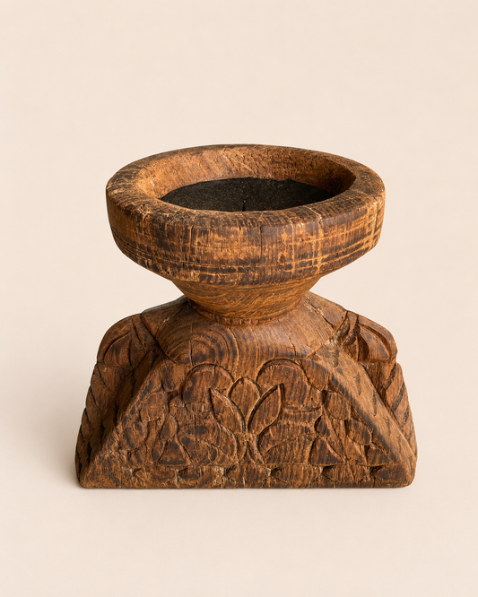 Vintage Teak Wood Decorative Candle Holder