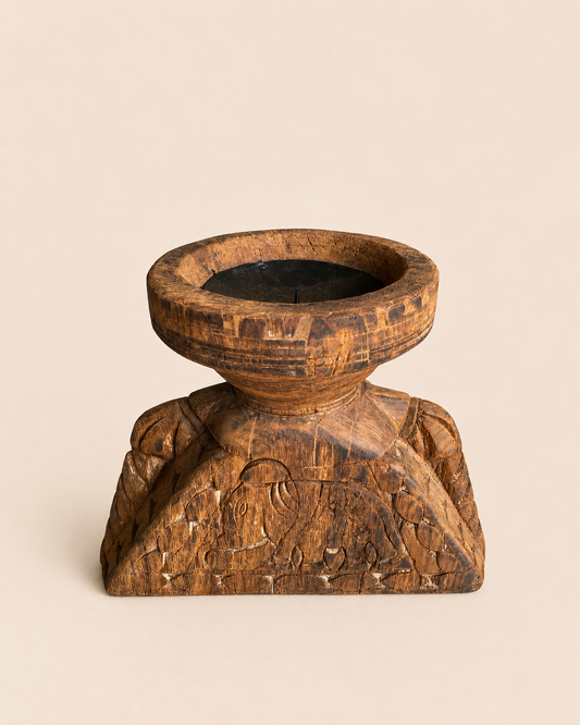 Vintage Teak Wood Decorative Candle Holder