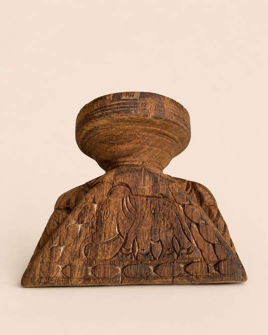 Vintage Teak Wood Decorative Candle Holder