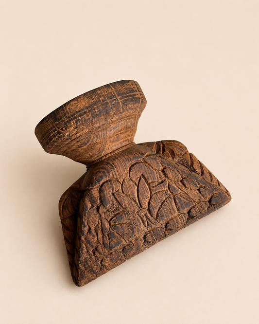 Vintage Teak Wood Decorative Candle Holder