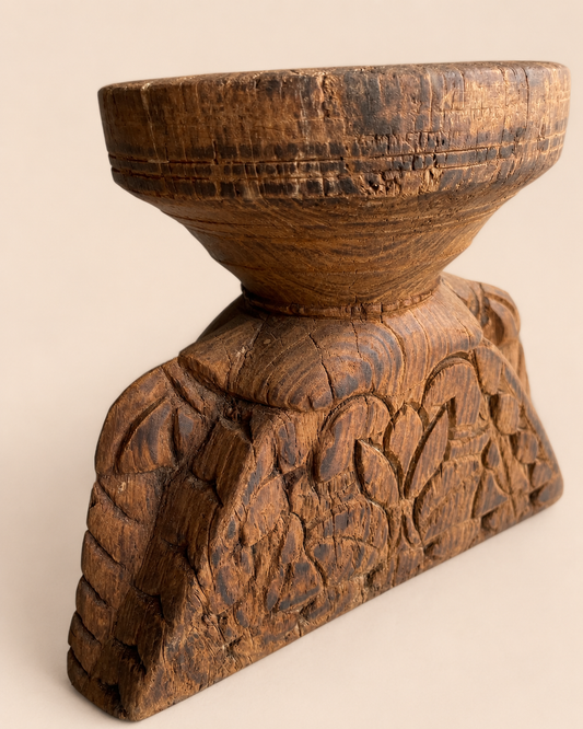 Vintage Teak Wood Decorative Candle Holder