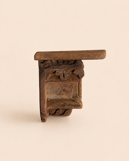Vintage Hand-Carved Teak Wood Wall Shelf