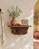 Vintage Hand-Carved Teak Wood Wall Shelf