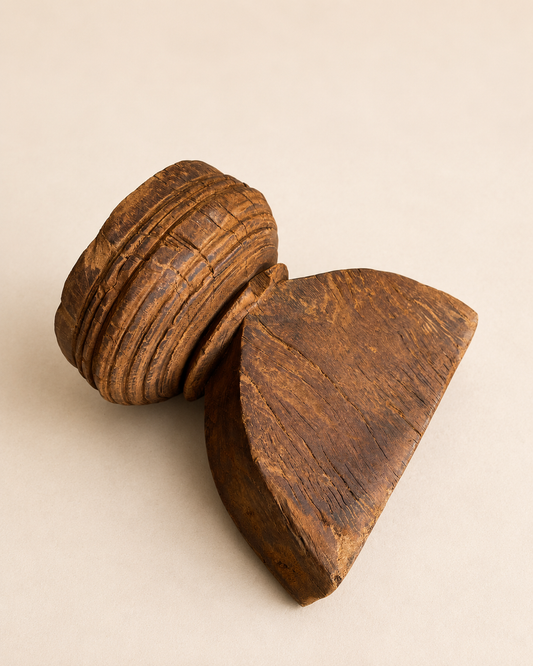 Original Vintage Teak Wood Seeder Candle Holder