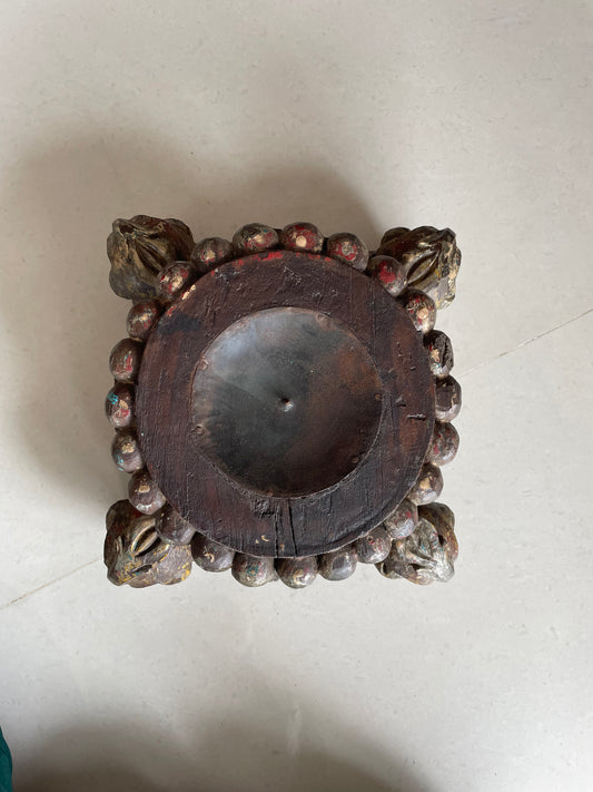 Vintage Distressed Old Gujarat Pillar Base Candle Holder
