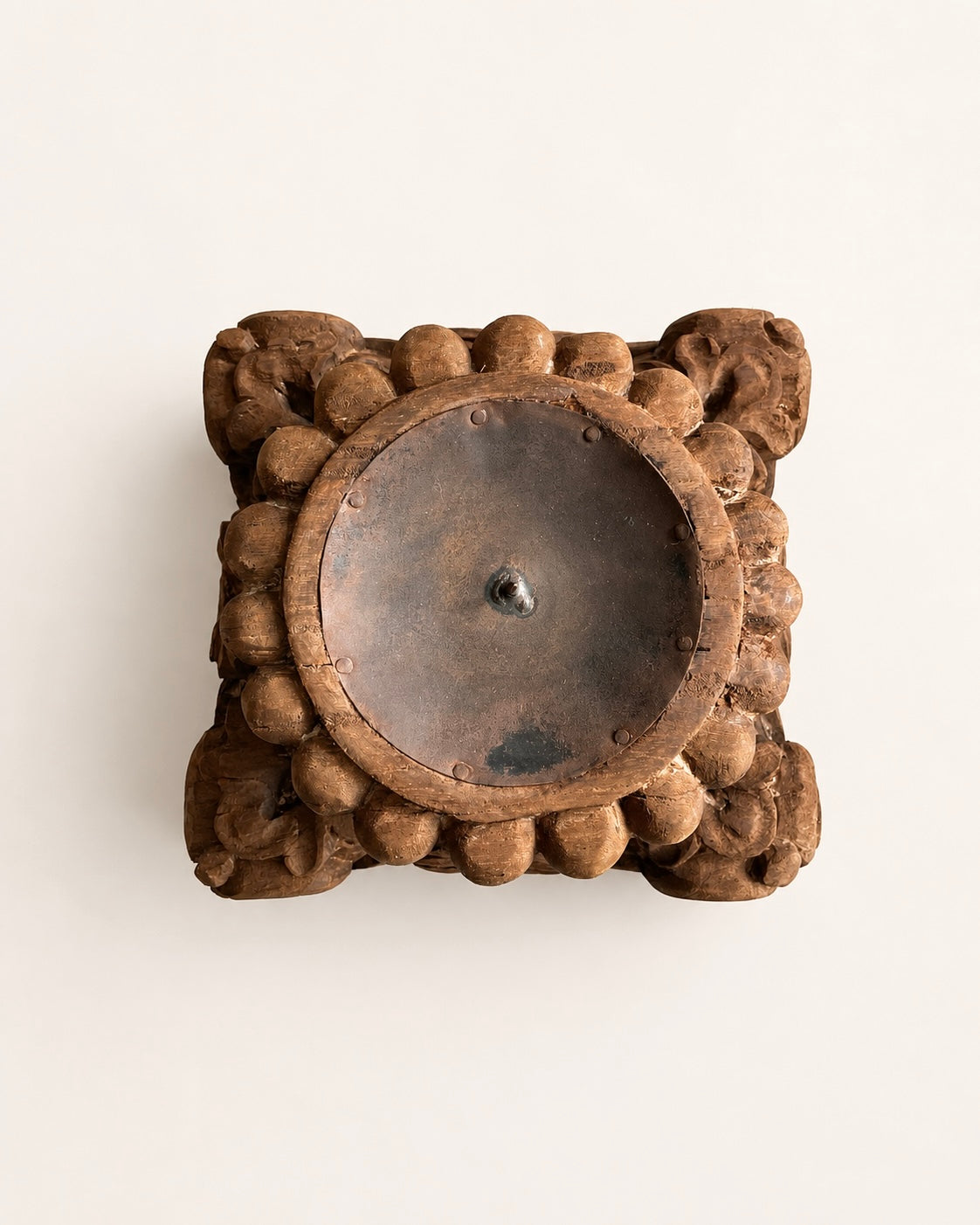 vintage gujarat hand-carved pillar base candle holder