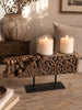 Vintage Hand-Carved Teak Wood Double Candle Holder