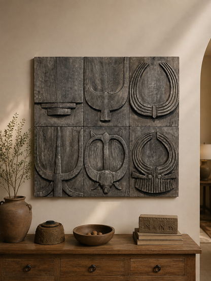 Naga Inspired Carved Wood Wall Panel - Set of 6 / Naga Door Panels