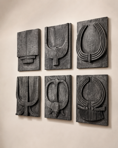Naga Inspired Carved Wood Wall Panel - Set of 6 / Naga Door Panels