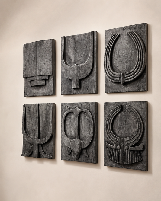 Naga Inspired Carved Wood Wall Panel - Set of 6 / Naga Door Panels