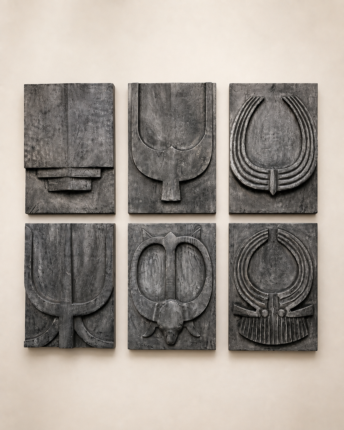 naga inspired carved wood wall panel - set of 6 / naga door panels