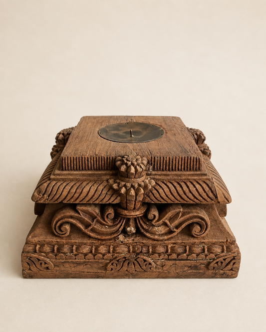 Authentic Gujarat Architectural Pillar Base Candle Holder