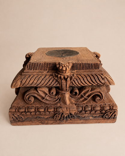 Authentic Gujarat Architectural Pillar Base Candle Holder