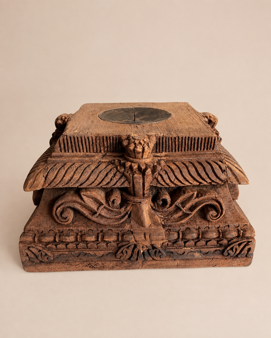 Authentic Gujarat Architectural Pillar Base Candle Holder