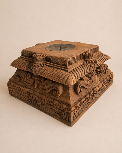 Authentic Gujarat Architectural Pillar Base Candle Holder