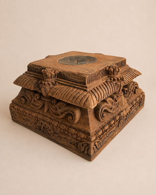 Authentic Gujarat Architectural Pillar Base Candle Holder