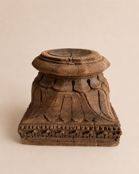 Old Gujarat Pillar Base Candle Holder