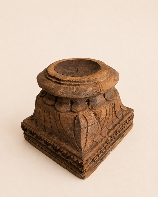 Old Gujarat Pillar Base Candle Holder