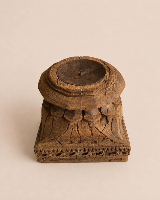 Old Gujarat Pillar Base Candle Holder