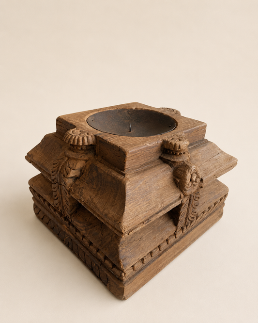 Guardian Face Pillar Base Candle Holder & Planter